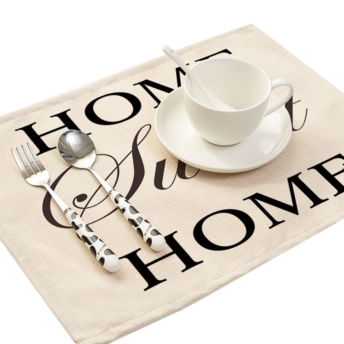 Geometric Letter Pattern Placemat Dining Table Mats Drink Coasters Cotton Linen Pads 42*32cm Kitchen Accessories