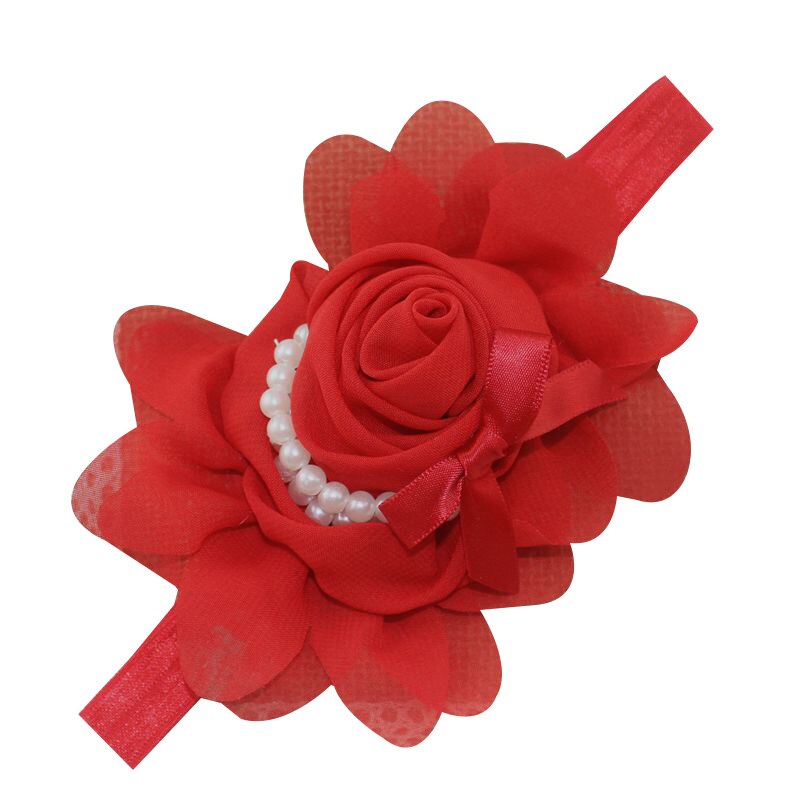Baby Girls Headband Flexible Flower Princess Headband For Girl Baby Girl Hair Accessories Newborn Photography Props cute: Red