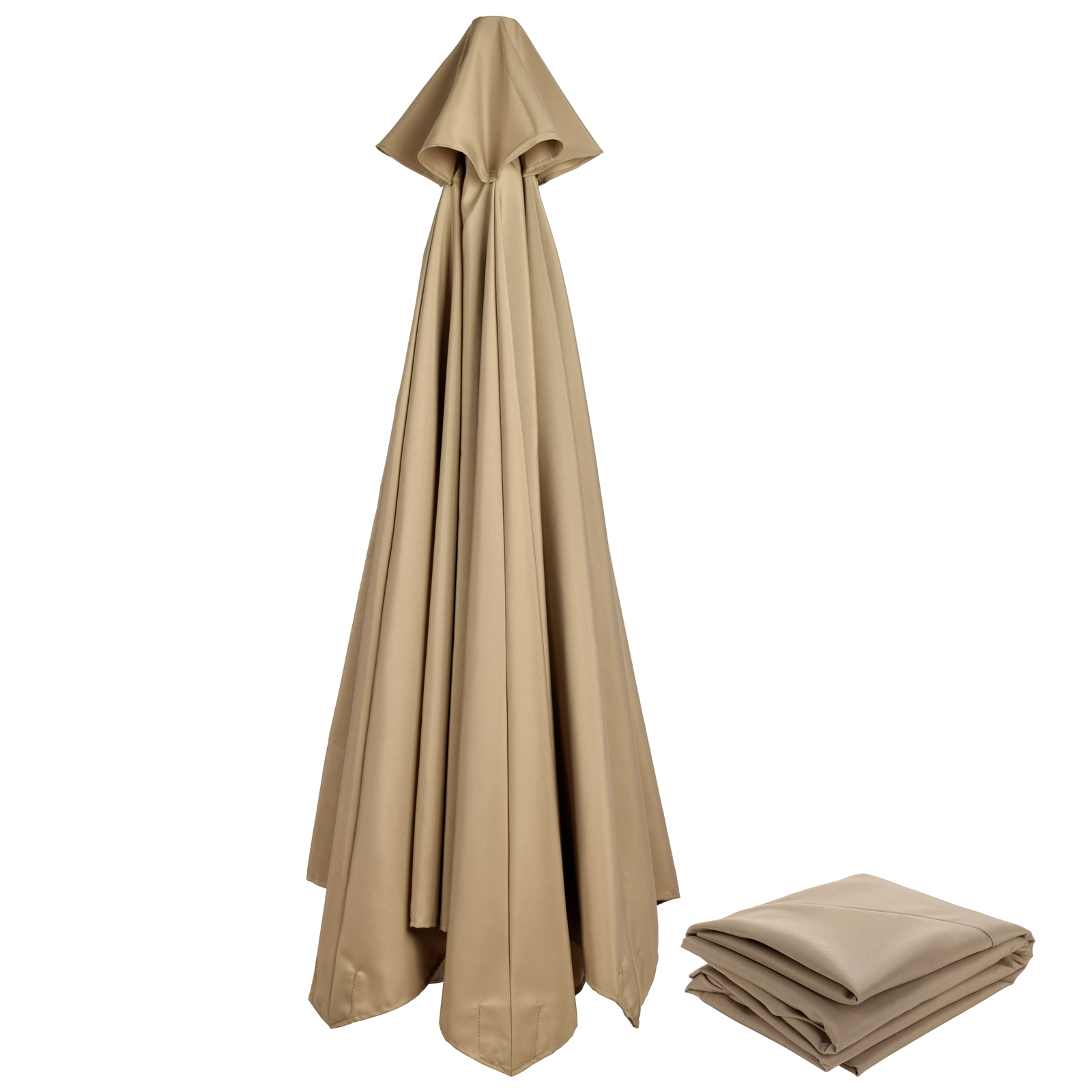 Shade Cloth Umbrella Base For Outdoor Market Patio Waterproof Replacement Polyester Fits 3/2.7 Meters 6/8 Bone Canopy Only: Tan 270cm 6k