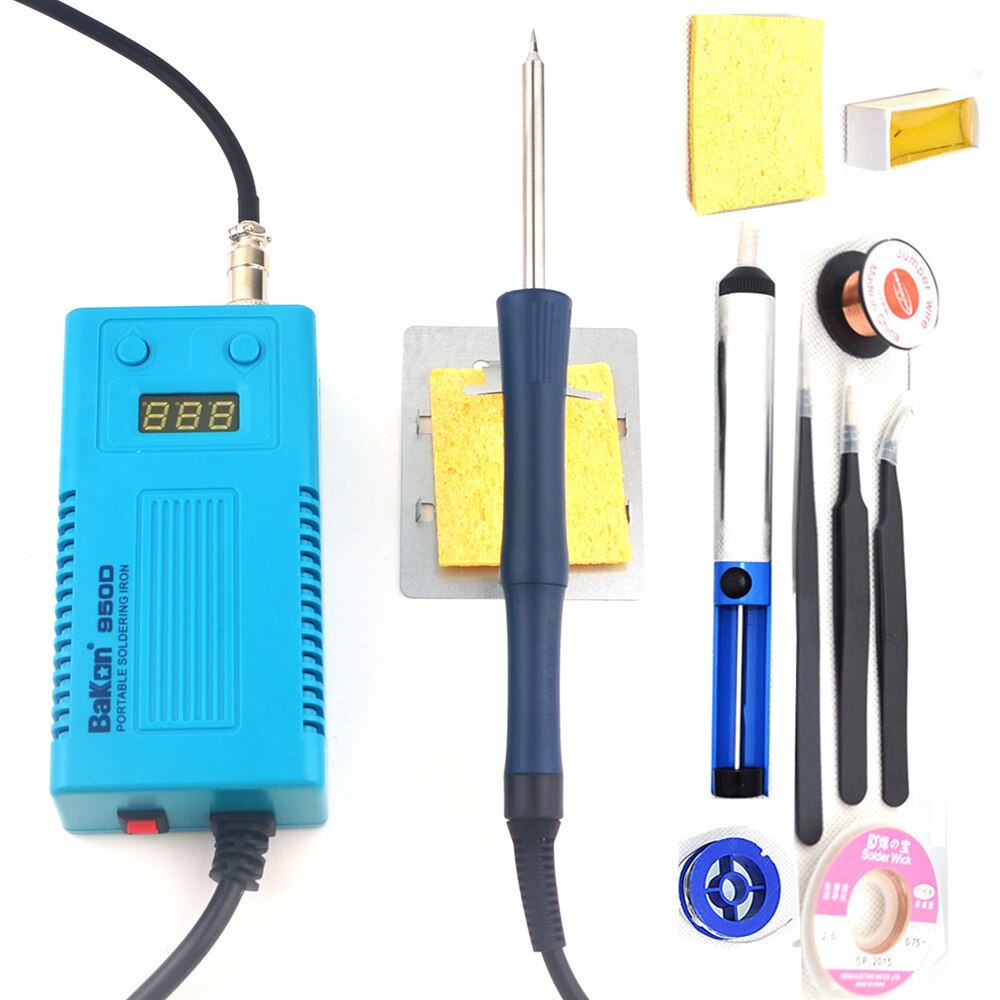 Stazione saldante portatile di digitale BGA del saldatore di BAKON 950D 110V/220V 75W mini con la punta di T13-I per FX-951/936 + cavo della lega per saldatura: 950D impostato 2