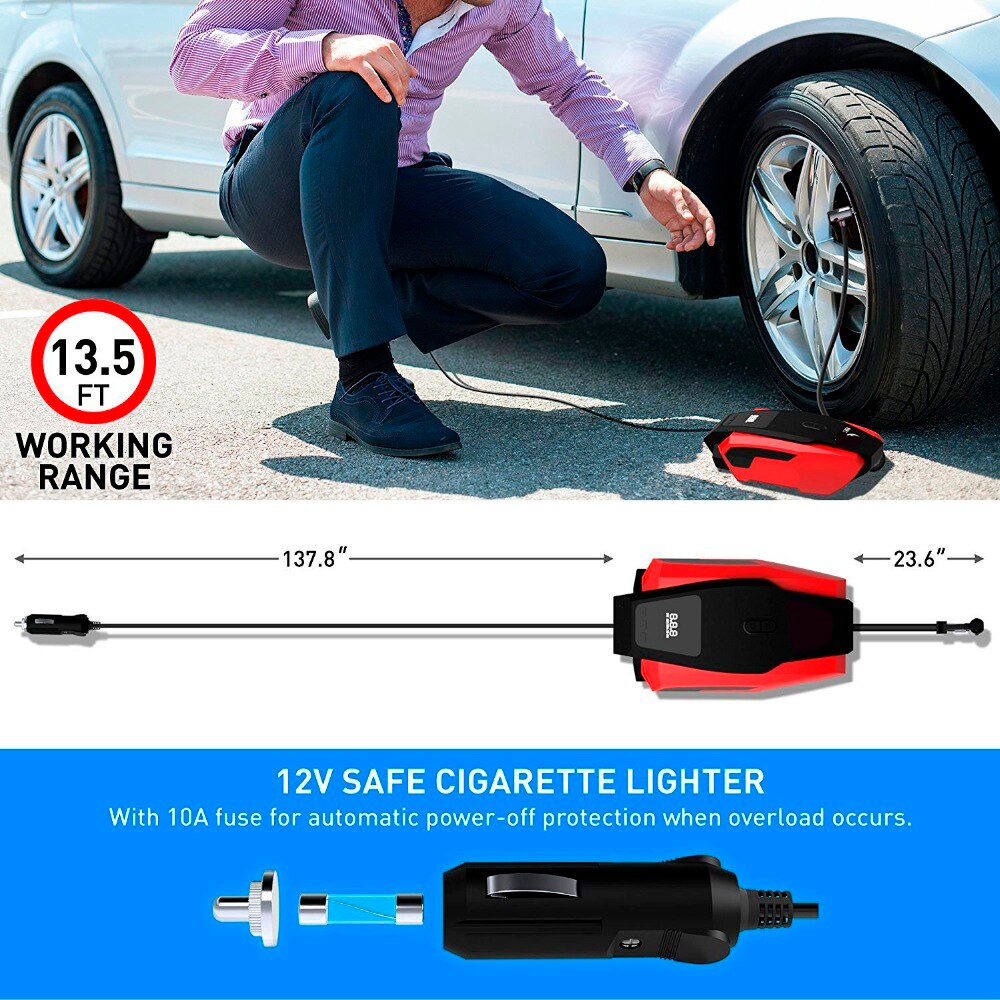 Met draagtas Auto Luchtcompressor Pomp 150PSI 12V Digitale Tire Inflator Auto Tire Pomp met Emergency Led Verlichting