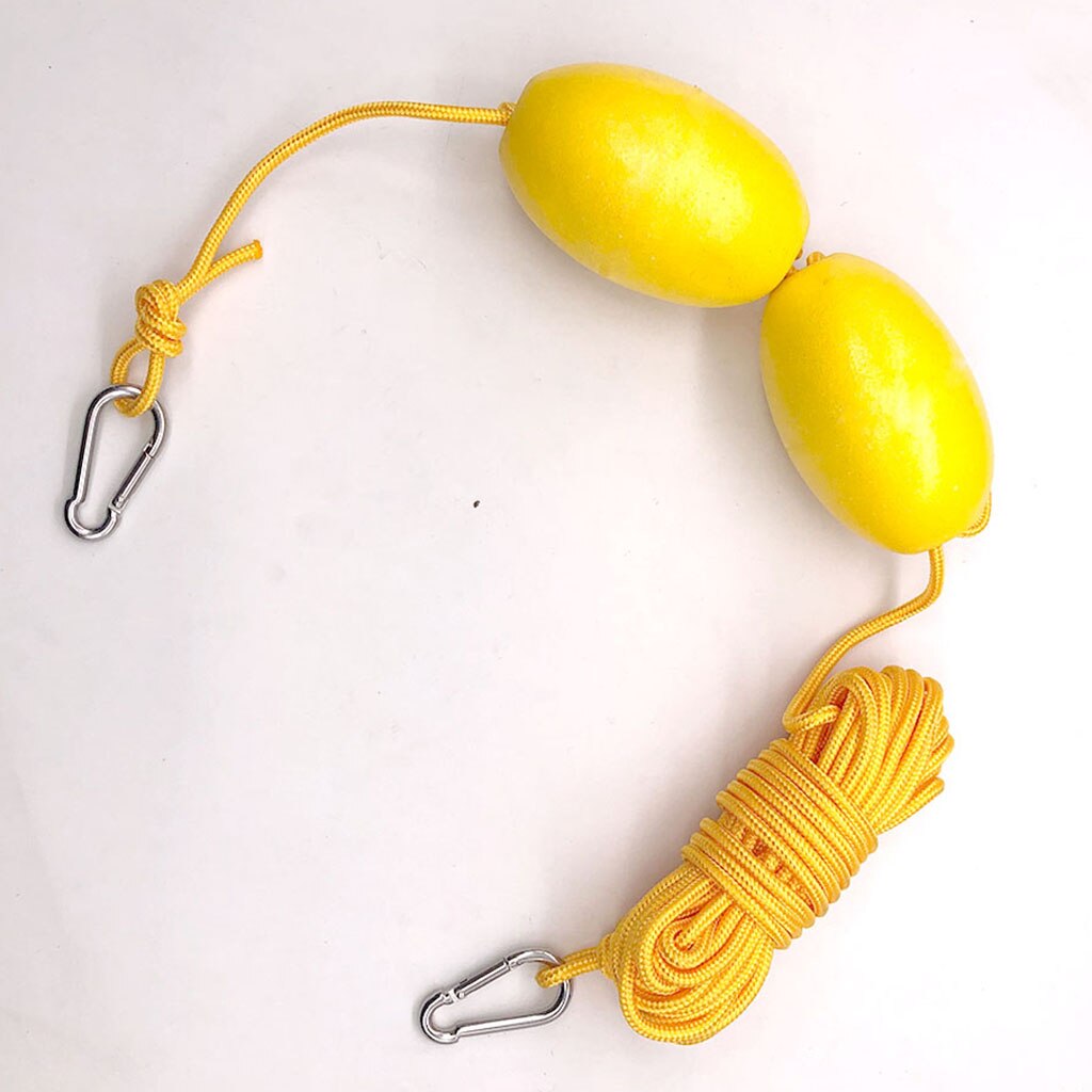 30ft Kayak Tow Rope Throw Anchor Line Cord Dual Floats Clips Accessories