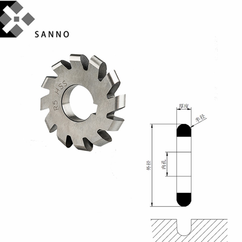 HSS half circular milling cutter convex R1 R5 R10 R15 R20 HSS Convex Milling Cutter with Corner Rounding