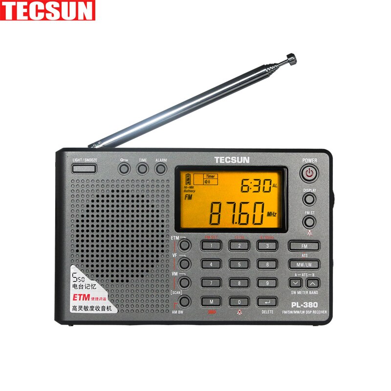 Tecsun pl -380 pl380 radio digital pll bærbar radio fm stereo / lw / sw / mw dsp modtager radio