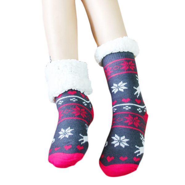 Chaussettes chaudes d'hiver, chaussettes d'intérieur en polaire thermique extra-chaudes, extensibles pour l'hiver, chaussettes antidérapantes en peluche épaisse pour la maison, chaussettes de noël: Et
