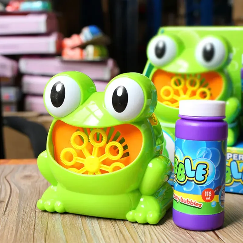 Niedliche Frosch-Automatische Seifenblasenmaschine Seifenblasenpistole für Draußen freundlicher-Spielzeug Juguetes Brinquedos