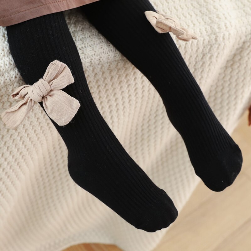0-4y outono inverno kawaii adorável bebê menina meia-calça collants tricô bowknot inferior malhas quentes calças leggings 5 cores