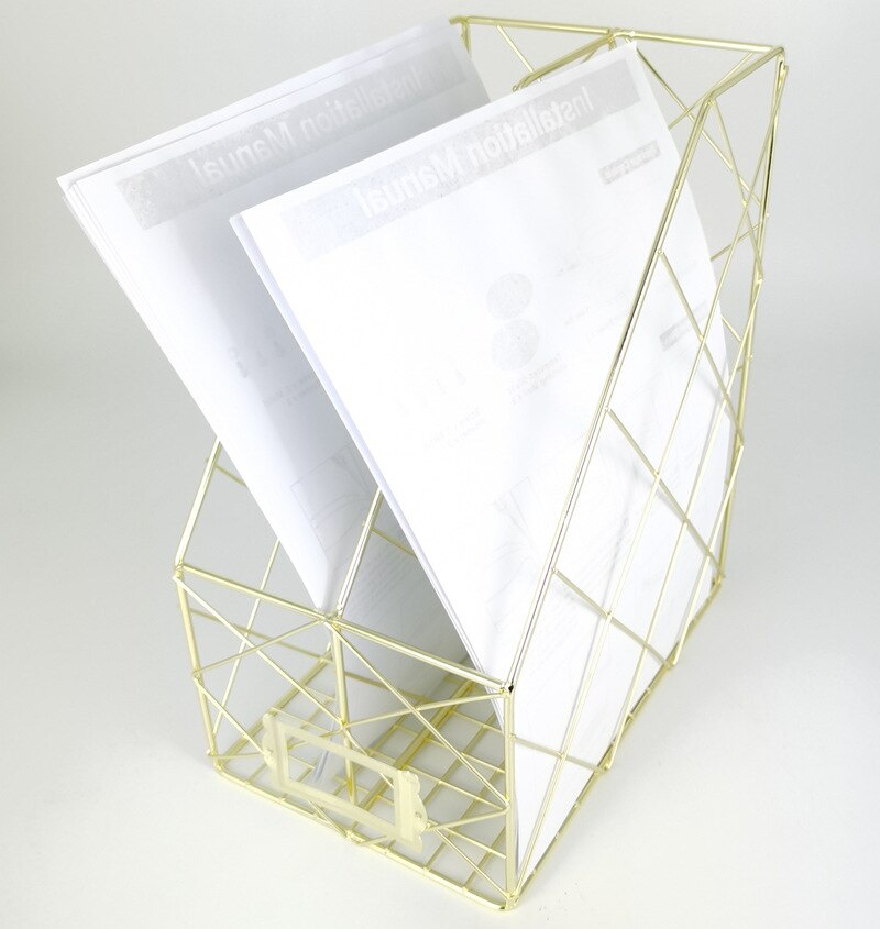 Simple rose gold desktop file rack magazine file book storage arrangement rack data management rack: Yellow