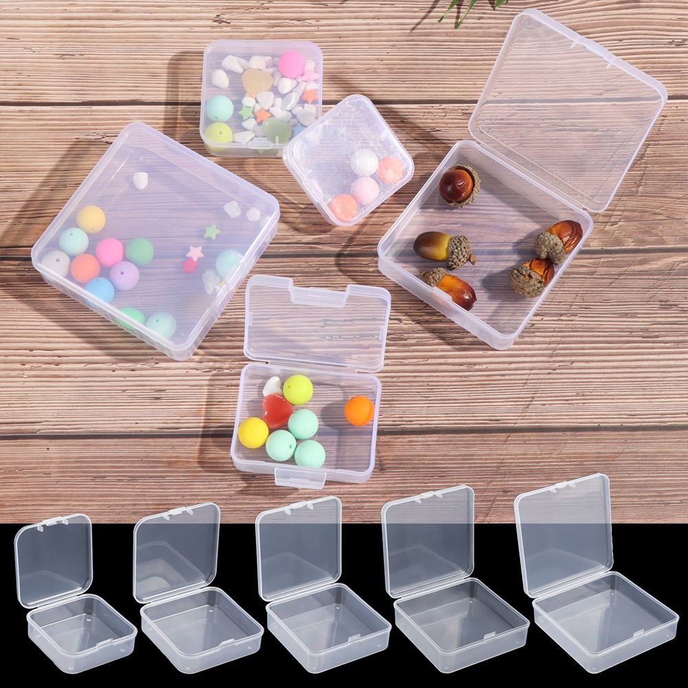 9Sizes Small Plastic Square Transparent Storage Box Items Sundries Organizer Case Jewelry Beads Container Tools Accessories Box