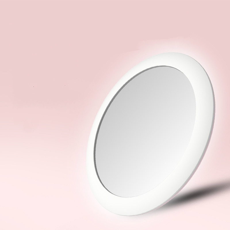 Make-Up Spiegel Met Led Licht Draagbare Compact Cosmetische Oplaadbare Verlichte Opvouwbare Kleine Ronde Pocket Hand Spiegels