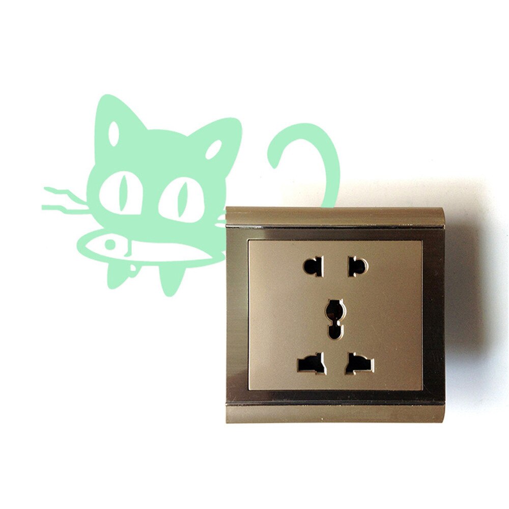 Cute Kitten Cat Luminous Noctilucent Glow Switch Wall Sticker Home Switch Stickers