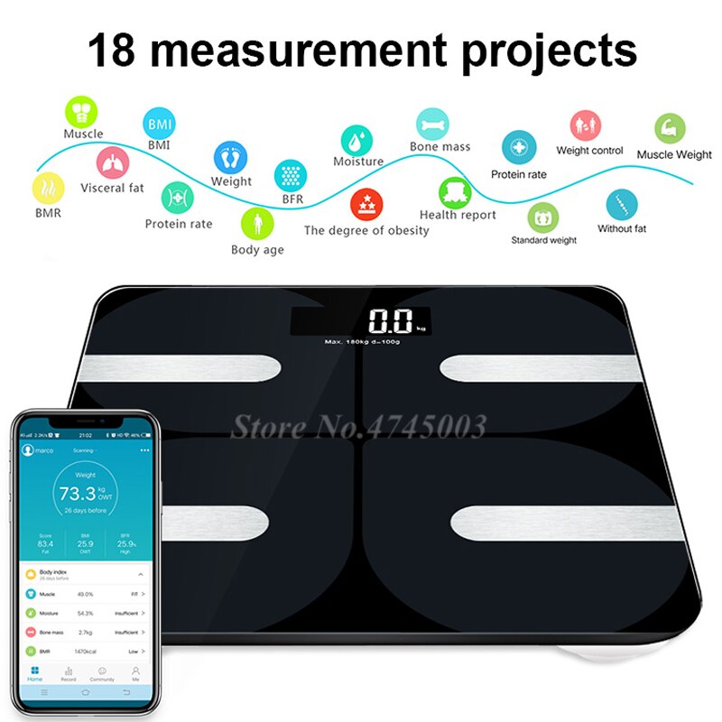 18 Body Index Elektronische Smart Weegschalen Badkamer Lichaamsvet B Mi Schaal Digitale Menselijk Gewicht Mi Weegschalen Bluetooth App fa Mi Ly