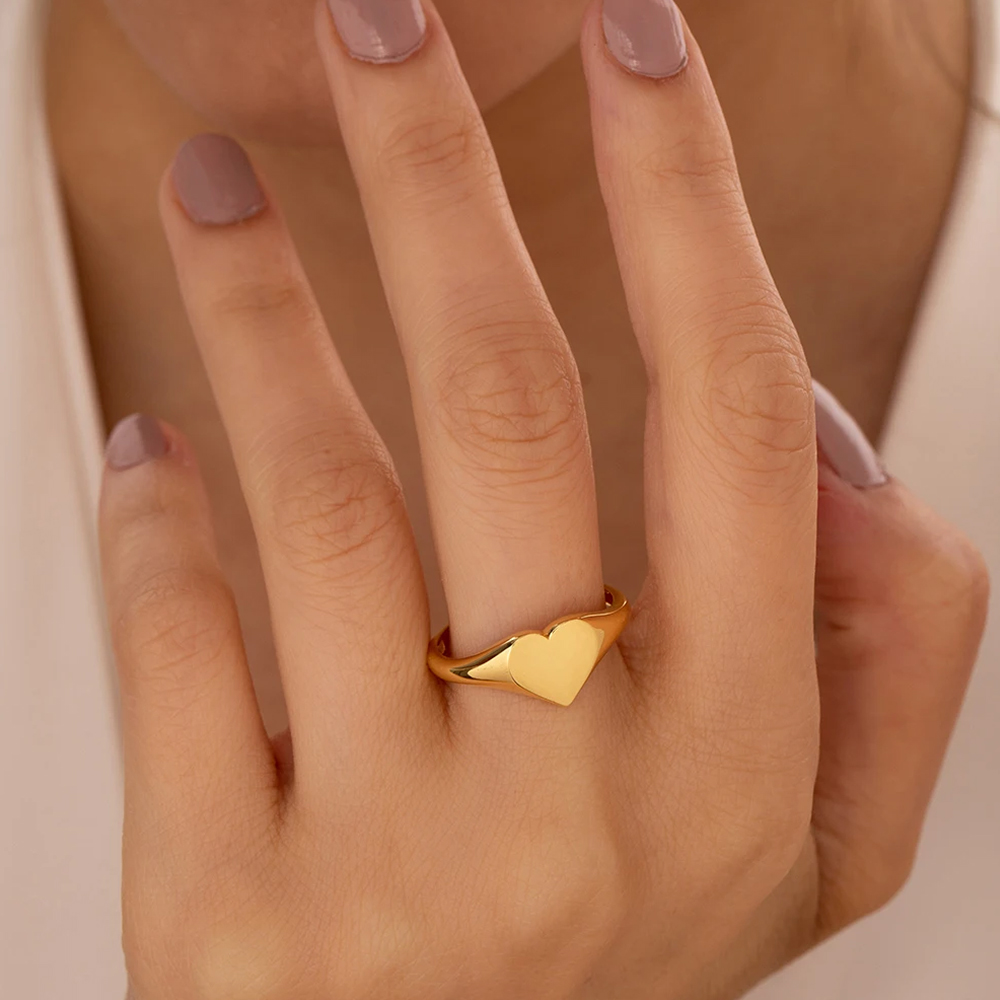 EManco Anillo redondo minimalista de acero inoxidable estilo punk Anillos de mujer chapados en oro para fiestas y festivales