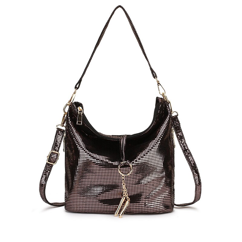 Black Women Leather Handbag Hobo Messenger Bag for Women Gold Crossbody Shoulder Bag Female Small Ladies Hand Bag Summer: Bronze