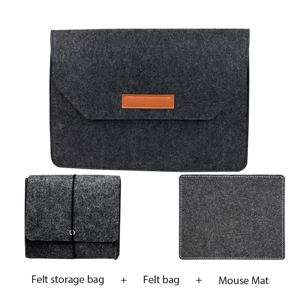 Wolvilt laptoptas 11 12 13 15,6 inch voor Macbook Huawei Xiaomi laptoptas met muismat of Power Mini-Pack cadeau-tablethoes: 12" / Mintgroen