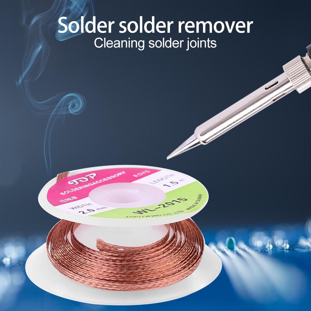 1.5m Desoldering Braid Welding Solder Remover BGA Wick Wire Lead Cord Flux ABS Copper Desoldering Braid For Removing Excess Sold