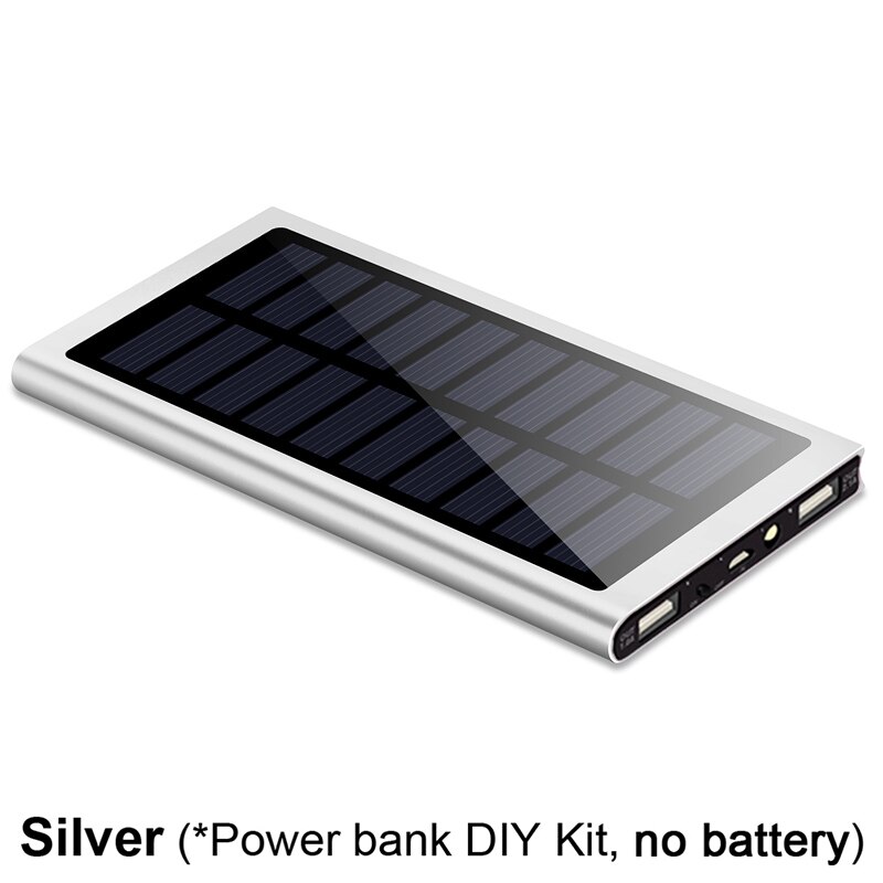 1 stück leeres solar-powerbank-gehäuse, powerbank-abdeckung, diy-powerbank-box, dual-usb-kit (ohne batterie): Weiß