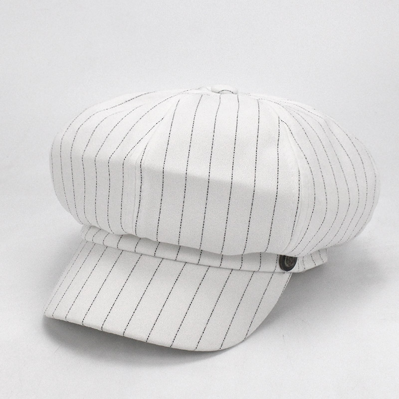 Kvinder nyhedsdreng hætte efterår vinter sort hvid hatte gitter til kvinder vintage tyk ottekantet hætte kvindelig afslappet boina ottekantede hatte: B