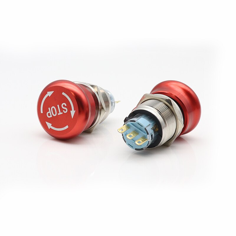 16/19/22mm stainless steel Emergency stop switch Push Button Switch latching 1NO1NC 2NO2NC Car button pin terminal 22JT