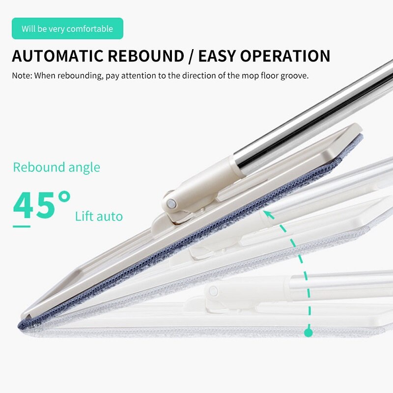 Hand Free Wringing Mop Microfiber Floor Rag Mop Self Wet And Cleaning Mop Magic Automatic Spin Mop Home Bathroom Kitchen Cleaner