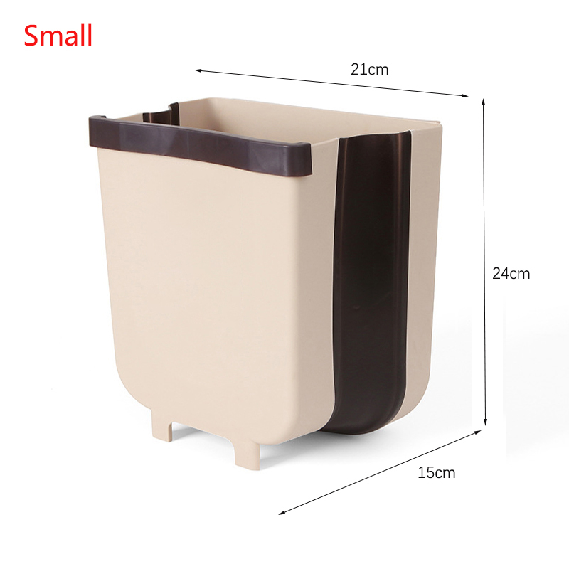 Folding Kitchen Dumpster Wall Mounted Bathroom Trash Can Kitchen Storage and Organization Office and Home Storage Bucket Garbage: Coffee-small