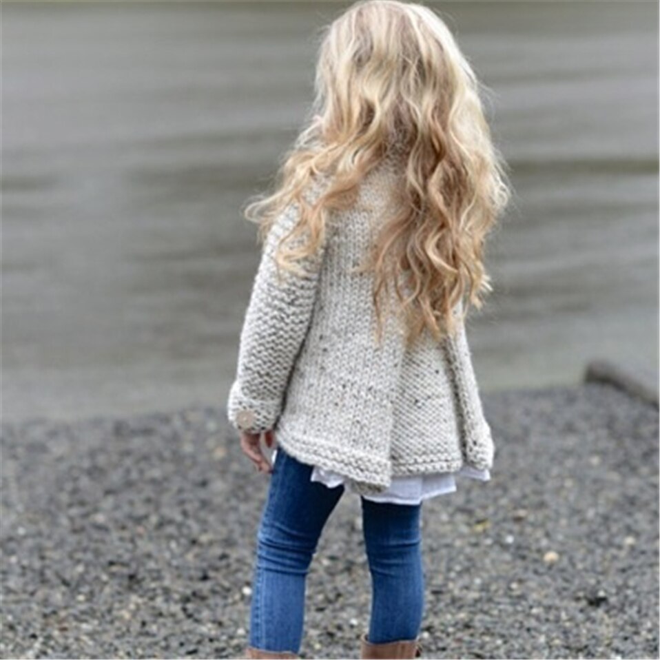 Efterår vinter bomuldstrøje overdele baby børnetøj piger strik cardigan sweater træknap børnetøj kostumer