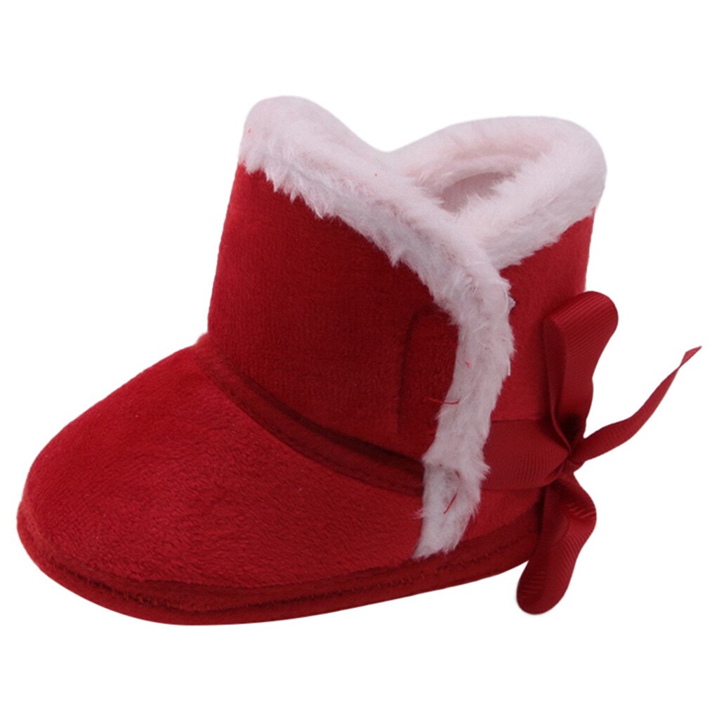 winter baby boys girls shoes winter infants warm shoes Faux fur girls baby booties Leather boy baby boots: Red / 5