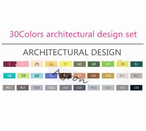 TOUCHFIVE – ensemble de marqueurs artistiques, 30 couleurs, à l'alcool à l'huile, à double tête, pour artistes, croquis, dessin d'animation, Manga: Building 30 colors