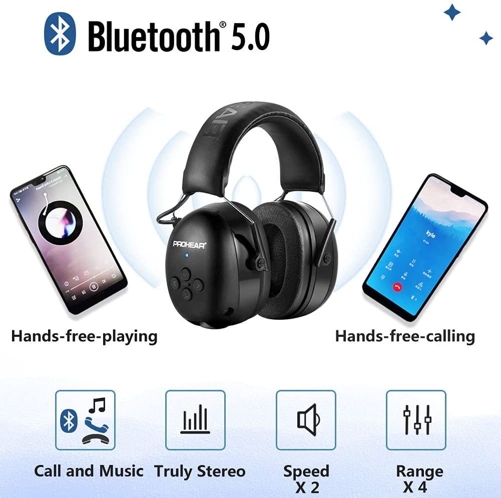 Zohan fone de ouvido eletrônico 5.0, protetores de ouvido bluetooth, proteção auditiva, para música, segurança, redução de ruído, carregamento