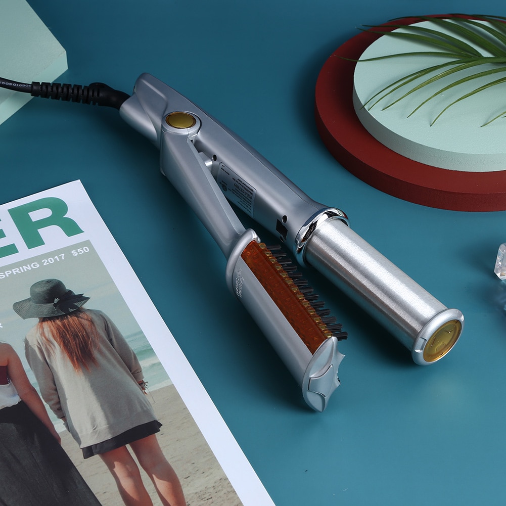 2 en 1 Cheveux Bigoudi et Lisseur Baguette de Torsion Cheveux Styler Fer À Défriser Brosse Température Réglable Rouleau Cheveux Lisseur Directe