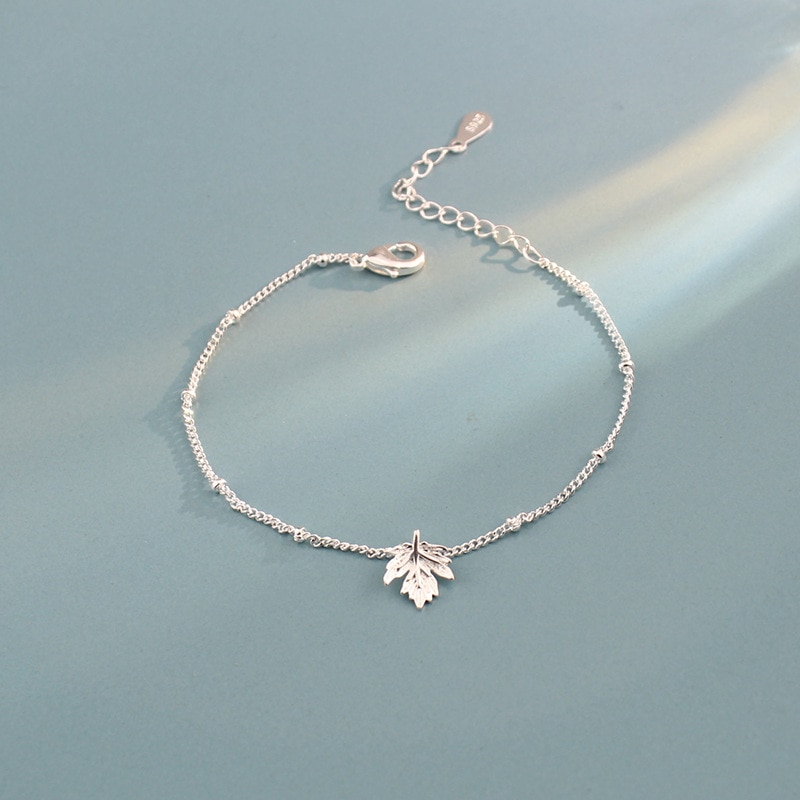 s925 sterling silver maple leaf bracelet with anti-fatigue simple student jewelry for female lover girlfriends