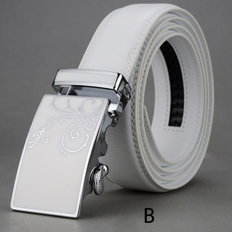 Herrebælte 110cm-130cm herrebælter automatisk spænde mænd og kvinder almindelig business casual top hvid: A hu die hua / Asien størrelse 120cm