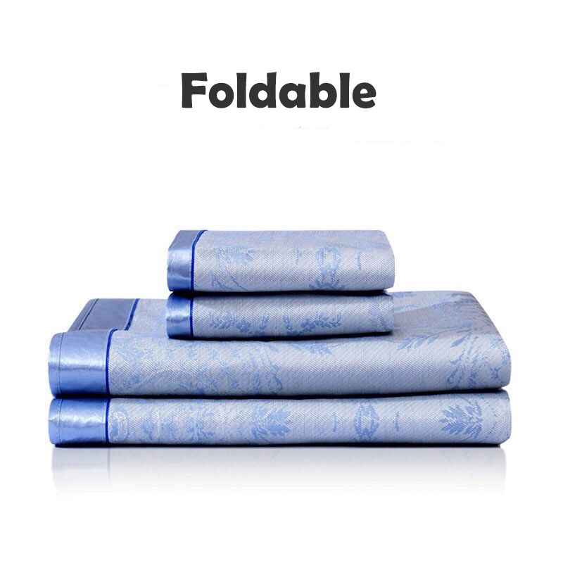 3 st/set sommaris siden liggunderlag cool bekvämt lakan örngott kit hemtextil madrass jacquard vikbar dyna