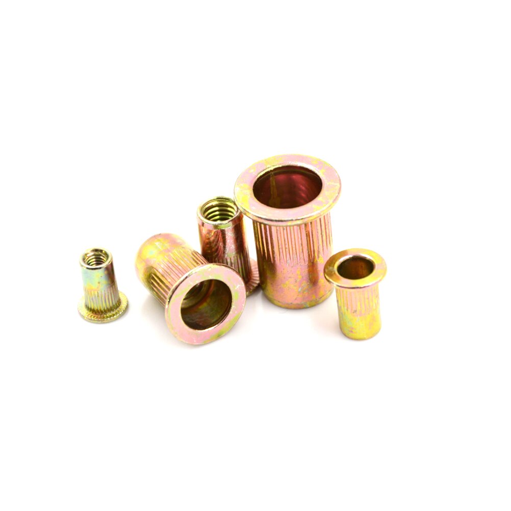 20Pcs M3 M4 M5 M6 M8 Zinc Plated Carbon Steel Knurled Nuts Rivnut Flat Head Threaded Rivet Insert Nutsert Cap Rivet Nut