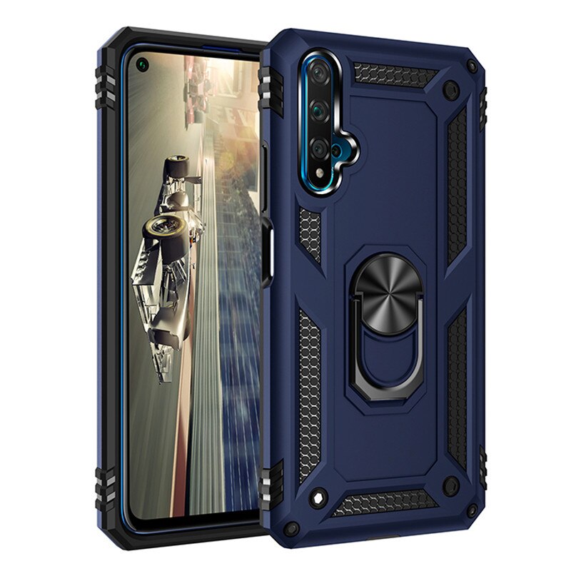 For Huawei Nova 5T Nova5T 5 T Case Magnet Car Ring Stand Holder Case for Huawei Honor 20 Honor20 Soft Silicone Bumper Case: Denim / GRAY
