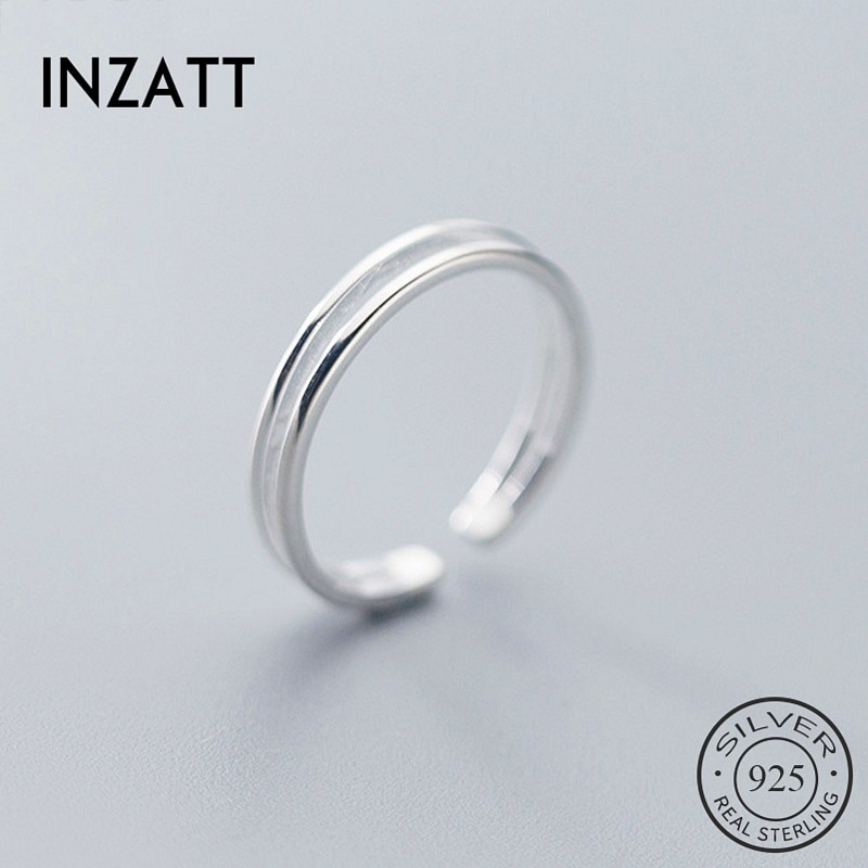 INZATT Echt 925 Sterling Silber Geometrische Einstellbare Ring Für Frauen Partei Edlen Schmuck Minimalistischen Klassische Zubehör