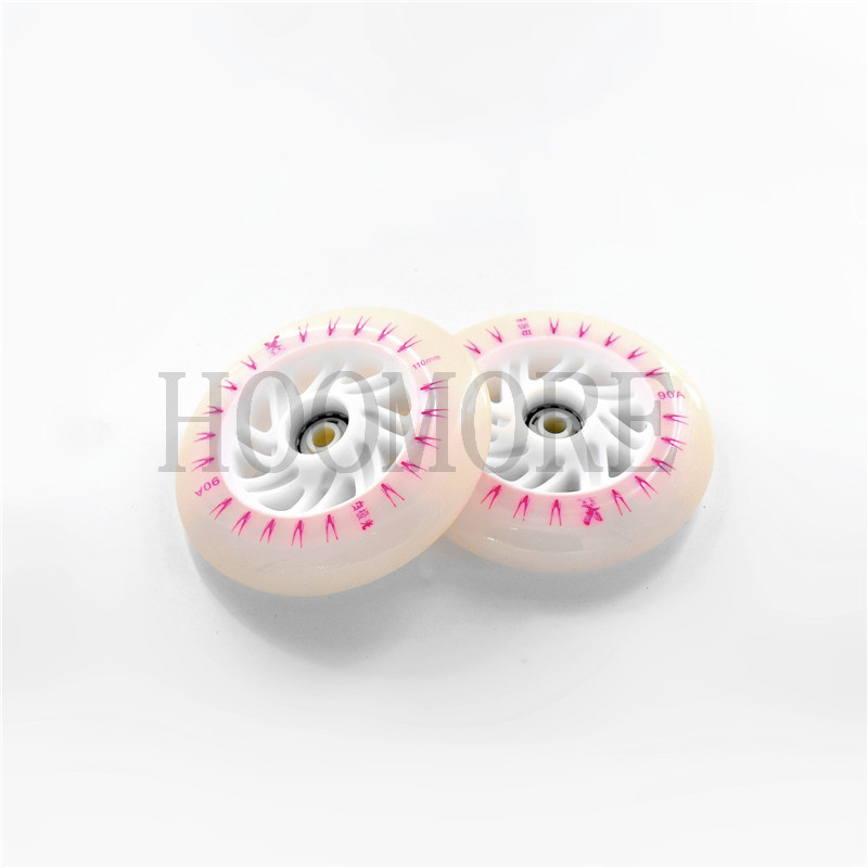 Ruedas de patinaje de velocidad con luz LED, 110mm, blanco, azul, verde, morado, rosa, patines de velocidad en línea de colores, 110, celda magnética, flash brillante 6/8