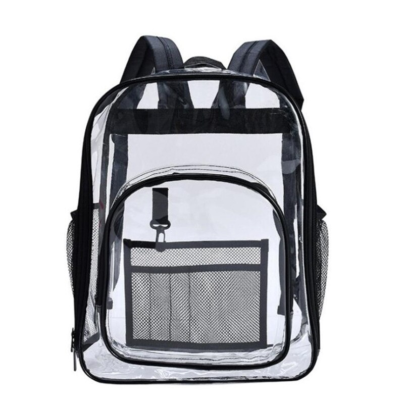 Pvc Waterdicht Transparant Schooltas See Through Rugzakken Grote Capaciteit Rugzak Solid Clear Rugzak: black