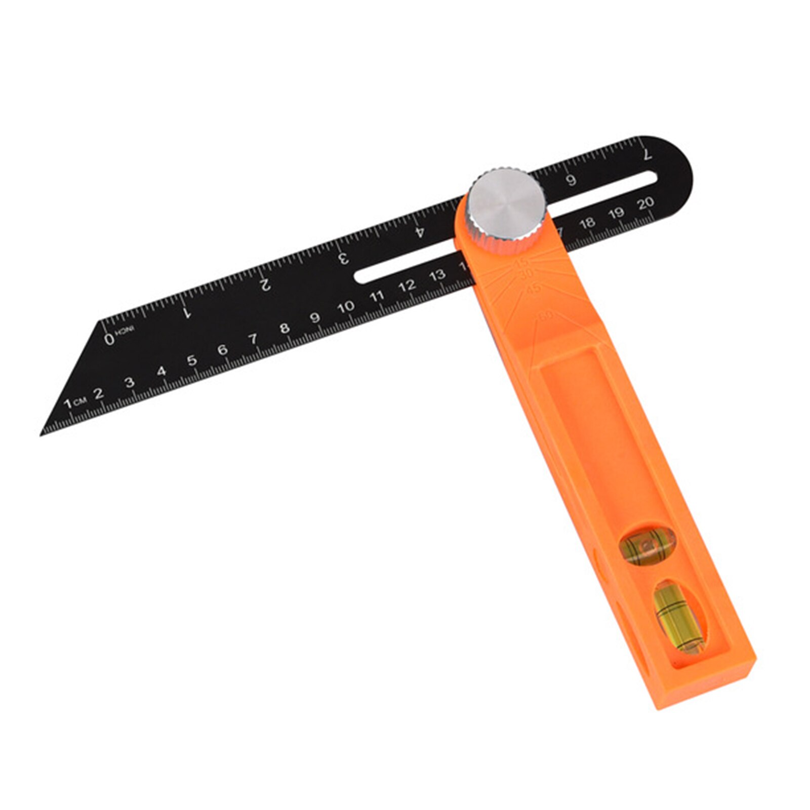 Folding Triangle Squares Ruler Positioning Angle Woodworking Tool Aluminum Alloy 2-in-1 Extendable Layout With Base Goniometer: T-Type 20cm