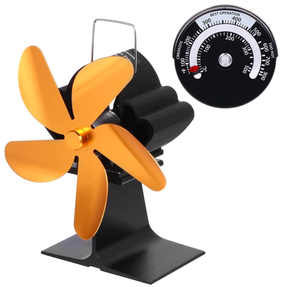 Thermal Power Fan Fireplace Fan 5 Blades Heat Powered Stove Fan Eco-friendly Fan