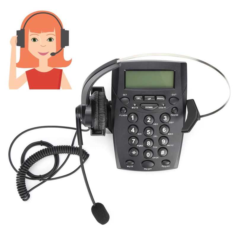 HT800 Call Center Wired Telephone with Omnidirectional Microphone Headset for Office and Home Call Center Phone