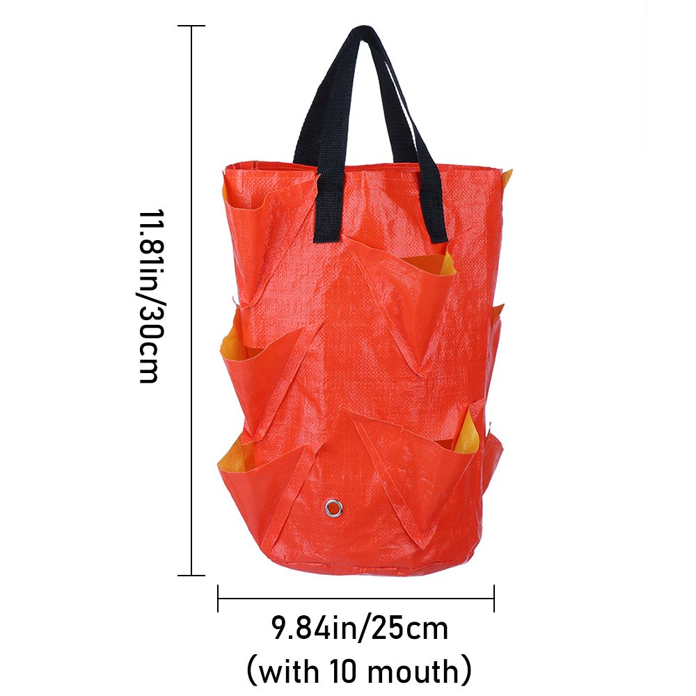 Bolsa para cultivo de fresas, contenedor multiboca de tela fuerte, bolsa para maceta colgante para plantas bonsái, suministros de jardín
