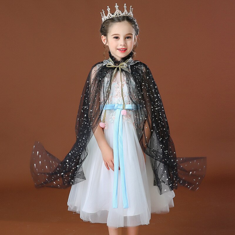 Boiiwant 4-10t pige regnbue pailletter kappe kappe kostume snoretræk tyl prinsesse sofia jasmin aurora fancy dress up kappe