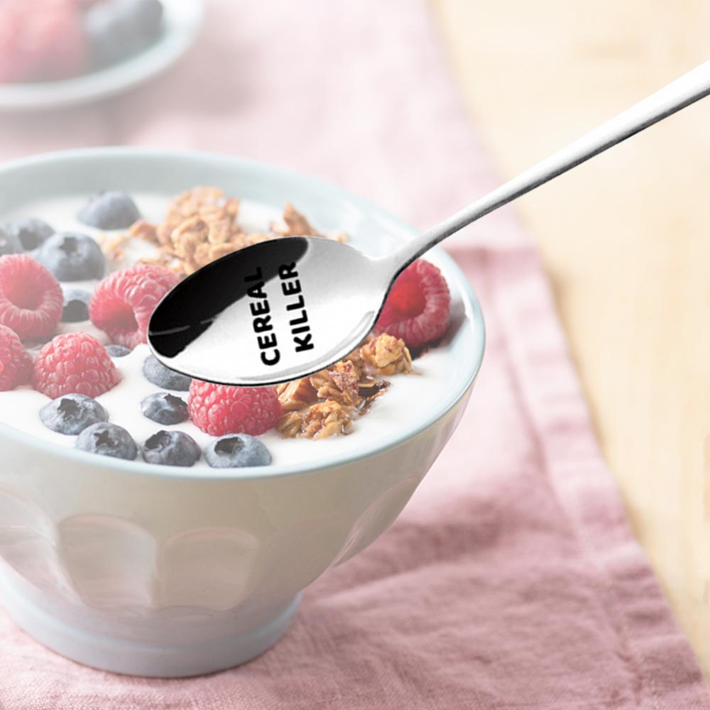 Stainless Steel Spoon Letter Engraved Fruit Family Dinner Supplies Family Dinner Supplies