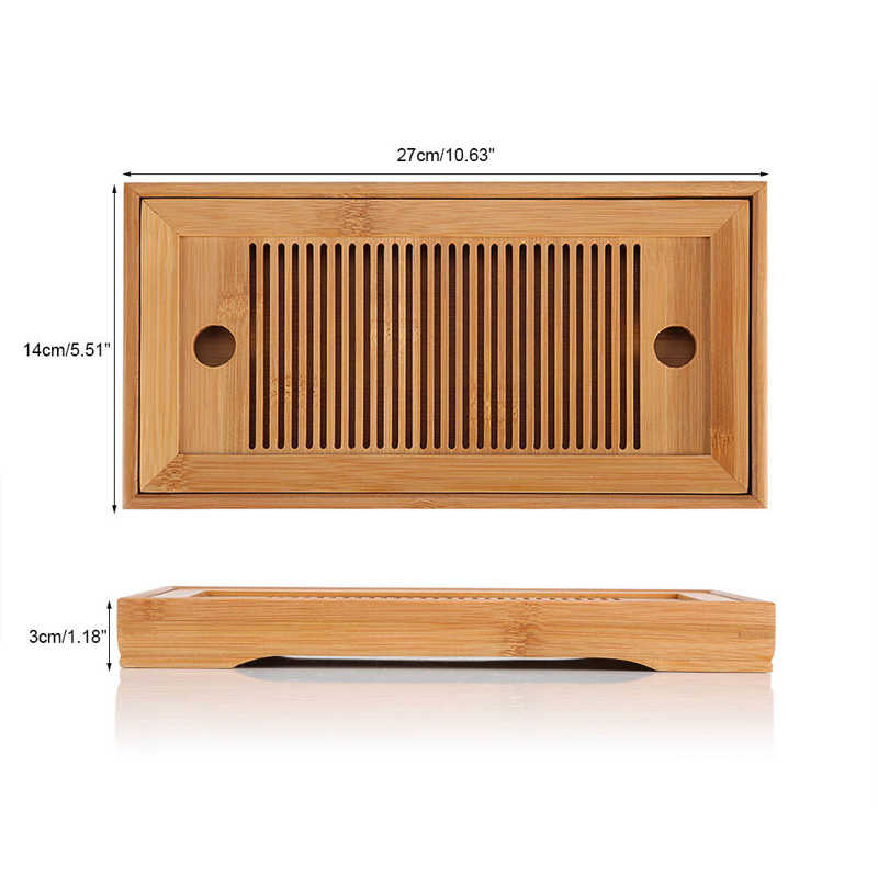 Bamboe Chinese Effen Thee Tafel Lade 27X14X3Cm Thee Lade Tafel Met Afvoer Rack Huishouden Thee dienblad Set Thee Board/Thee Tafel: Default Title