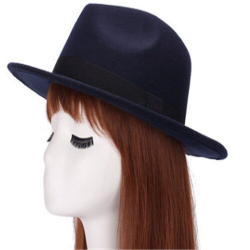 Chapeau fedora vintage pour homme et femme, style trilby, style jazz, style panama, style rétro, unisexe: Marine