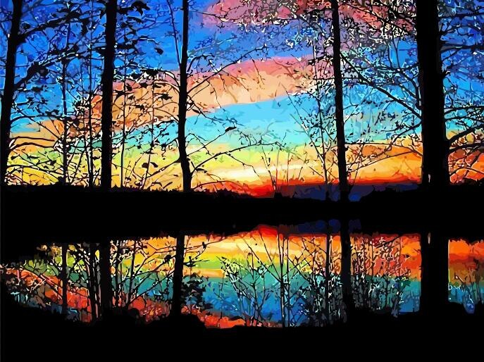 HUACAN Painting By Numbers Sea Scenery Kits Drawing Canvas HandPainted Coloring Sunset Pictures Home Decoration Art: SZHC1-1476