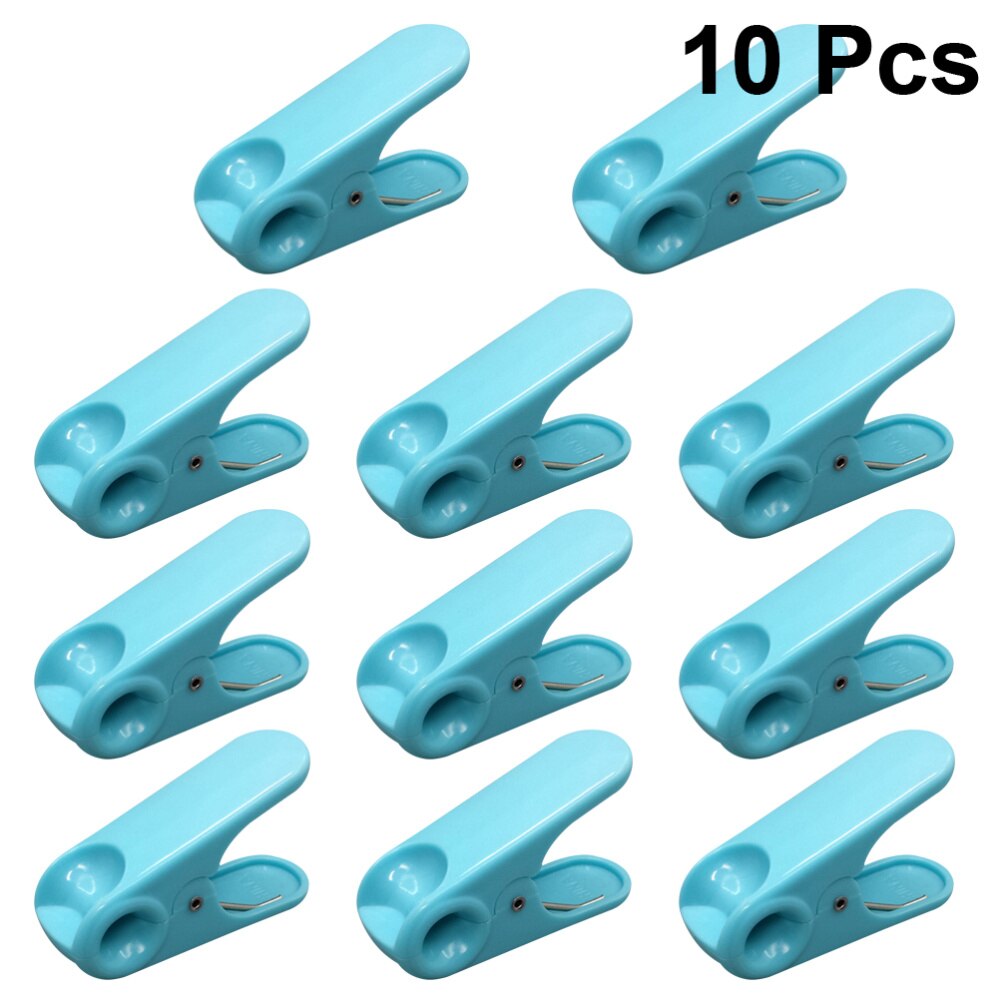 10Pcs Pinch Clamp ABS Clothespin Peg Food Sealing Clip Snack Bag Sealer for Home Kitchen Office (Sky-blue): Sky-blue