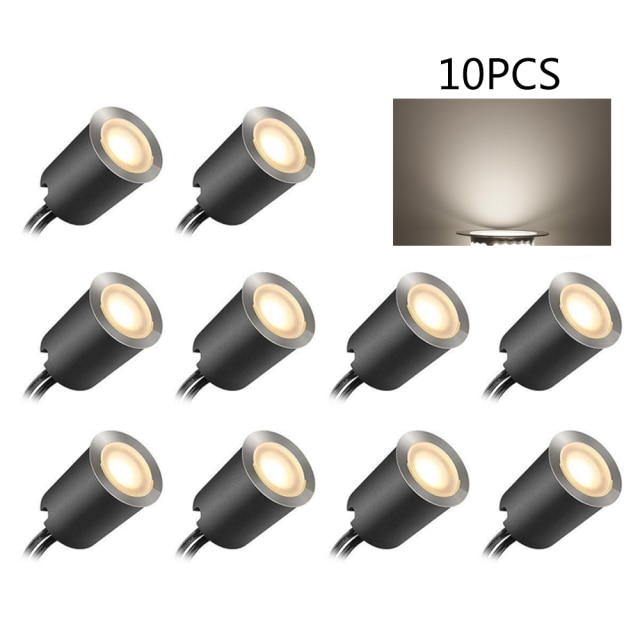 12V LED Deck Licht Set IP67 Wasserdicht Unterirdischen Lampe Outdoor-landschaft Beleuchtung EU UNS UK für Hof Garten Pathway treppen Terrasse: 10PCS Netural White / US Plug Set