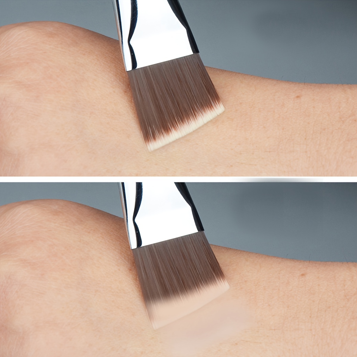 Brocha para base plana con hoja biselada, brochas de maquillaje negras, Base facial para mujer, brocha cosmética para base líquida